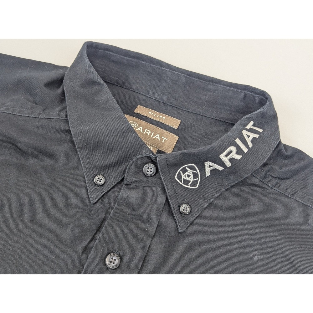 Ariat Mens XXL Team Logo Twill Shirt Men Black White Embroidered Country Western